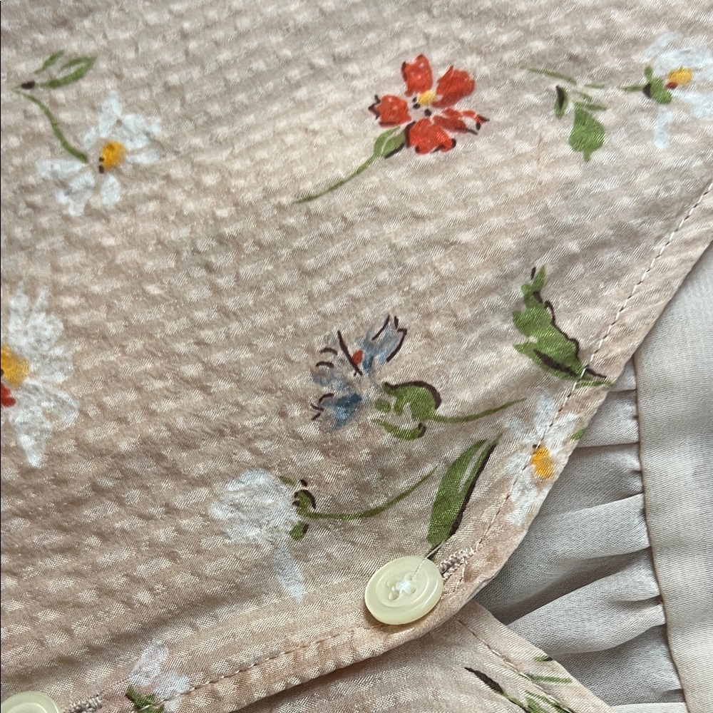 MADEWELL 🌸 Floral Button-Up Blouse in Light pink/beige Sz S - Picture 3 of 7